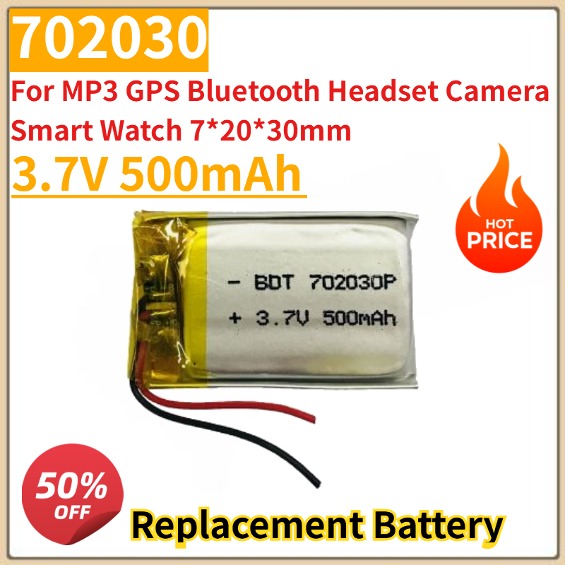 Smartwatch Headset - Nuovo 3.7V 500mAh 702030 Batteria ricaricabile