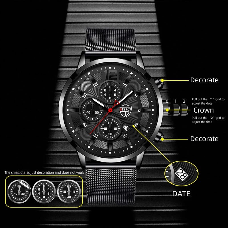 DEYROS moda uomo orologi minim - Stainless Mesh Band recensione e prezzo